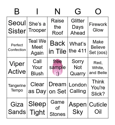 Sparkly Color Street Bingo! Bingo Card