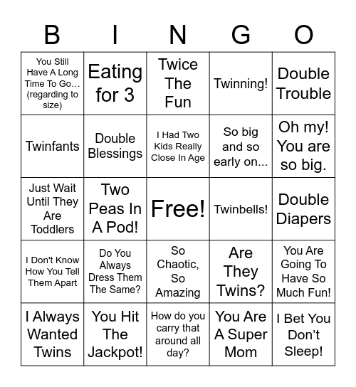 TWINGO! Bingo Card