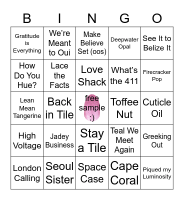 Sparkly Color Street Bingo! Bingo Card