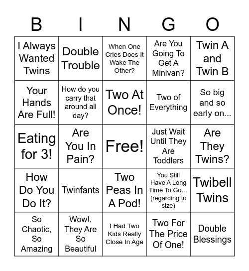 TWINGO! Bingo Card