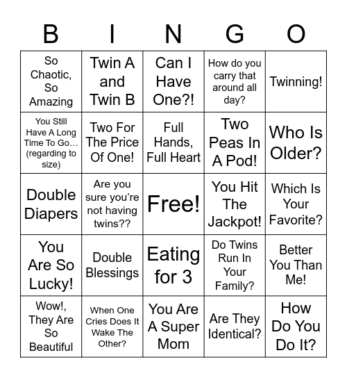 TWINGO! Bingo Card