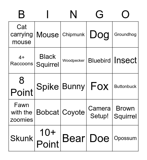 Photo Tagging Bingo Card