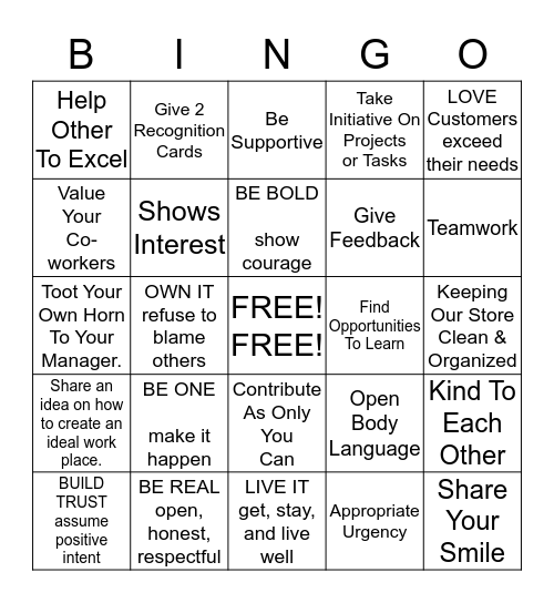 WAG BINGO  Bingo Card