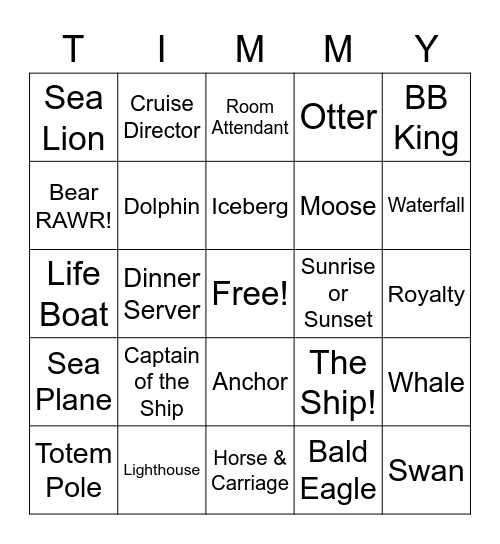 WHERE'S TIMMY?! Bingo Card