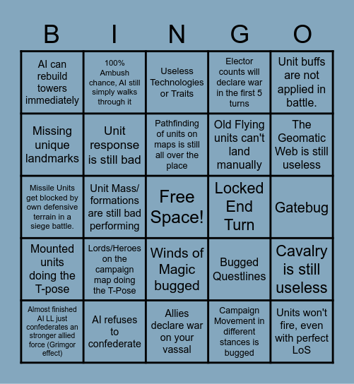 Immortal Empires Bingo Card