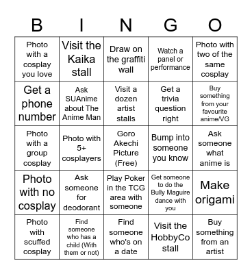 Smash-Con Bingo Card