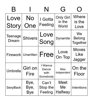 MUSIC BINGO Card