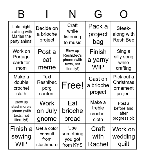 alexandy’s bingo card Bingo Card