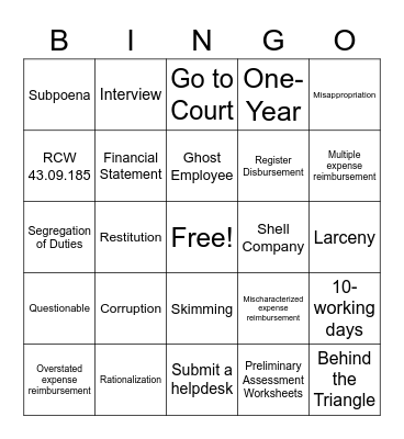 FRINGO Bingo Card