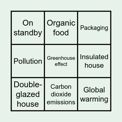 ENVIRONMENT Bingo Card