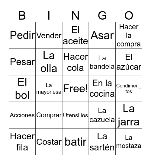 Spanish 2 Chapter 4 Bingo C Bingo Card