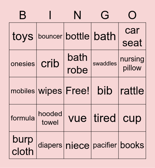 Baby Bingo Card