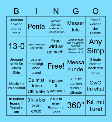 Valorant Bingo Card