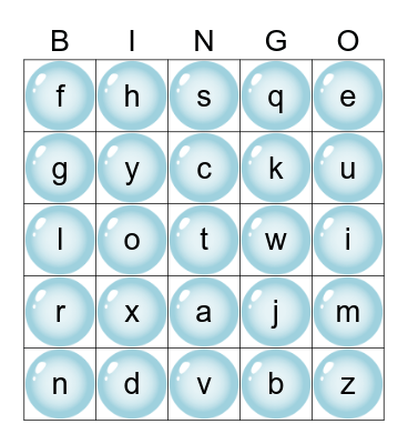 Alphabet Bubble Bingo Card
