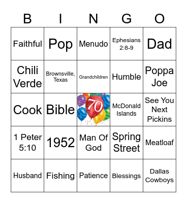 Celebrating Joe Hernandez!!! Bingo Card