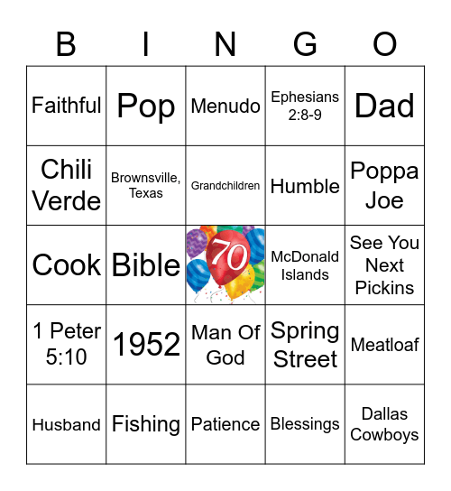 Celebrating Joe Hernandez!!! Bingo Card