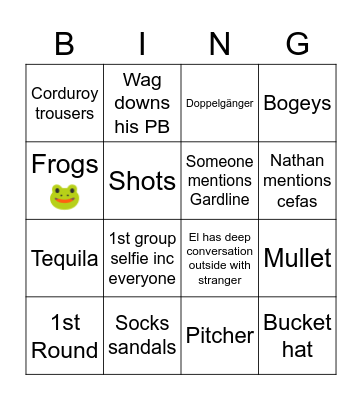 Spoons Bingo Card