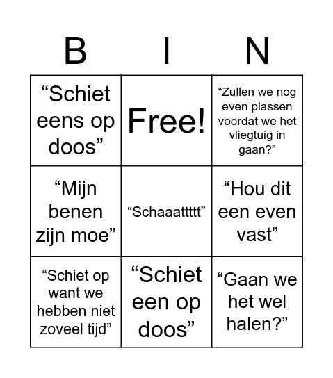 De “waar zal mam deze keer over zeuren”Bingo!!! Bingo Card