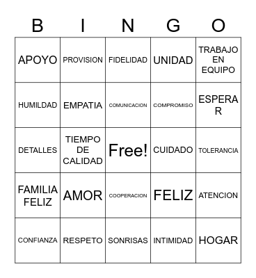 MATRIMONIO Bingo Card