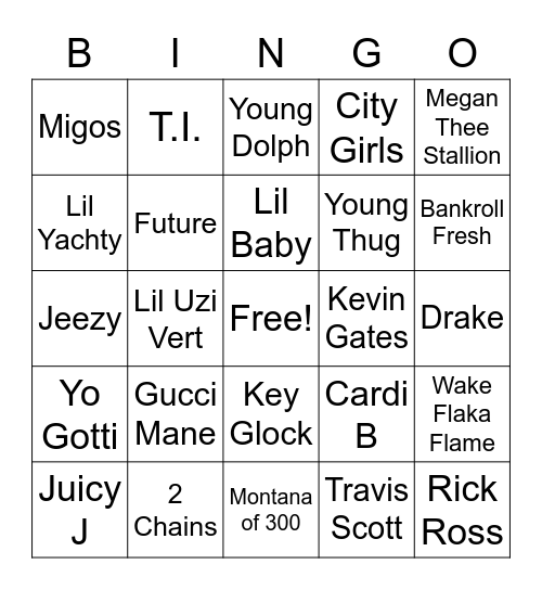 TRAP Bingo Card