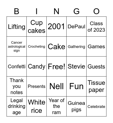 Happy Birthday Nell & Liz Bingo Card