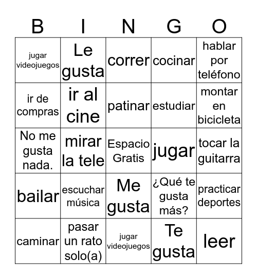 LAS ACTIVIDADES Bingo Card