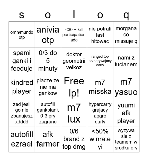 ranked xdd Bingo Card