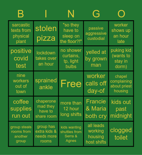 HOUSING BINGO MC4 EDITION Bingo Card