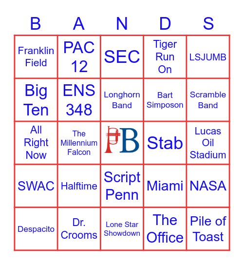 Penn Band Camp - Collegiate Marching Bands Bingo Card