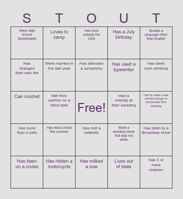 Guest Bingo! Bingo Card