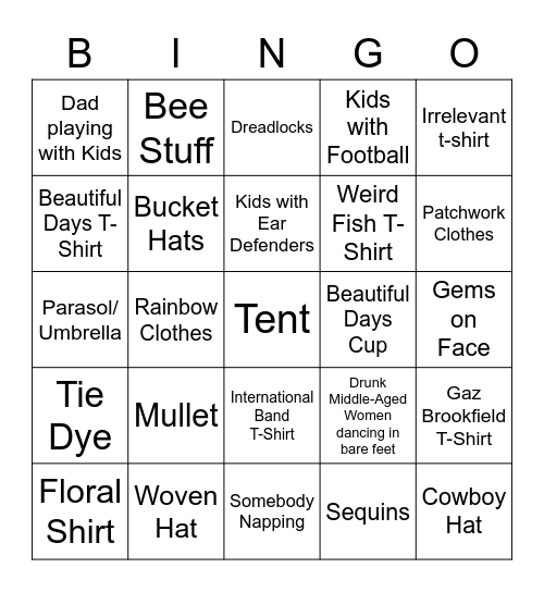 Jurassic Fields Bingo Card