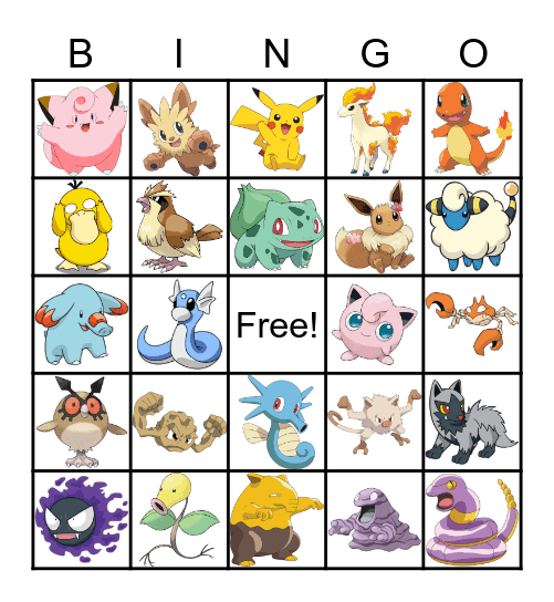 Pokemon Bingo Card