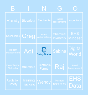SafetyStratus Bingo Card