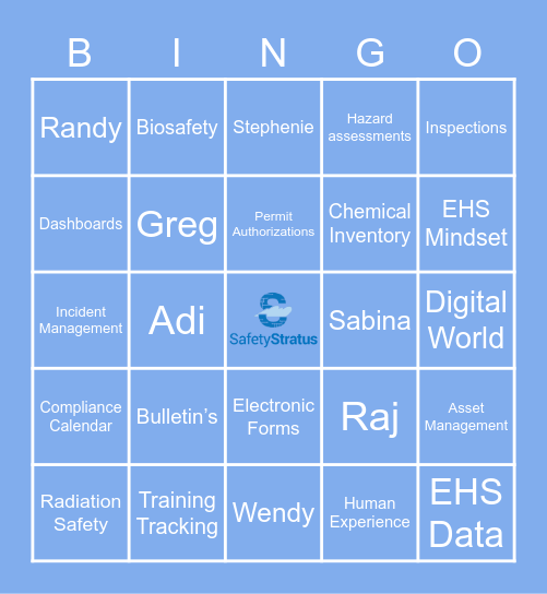 SafetyStratus Bingo Card