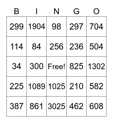 Multi-Digit Multiplication Bingo Card