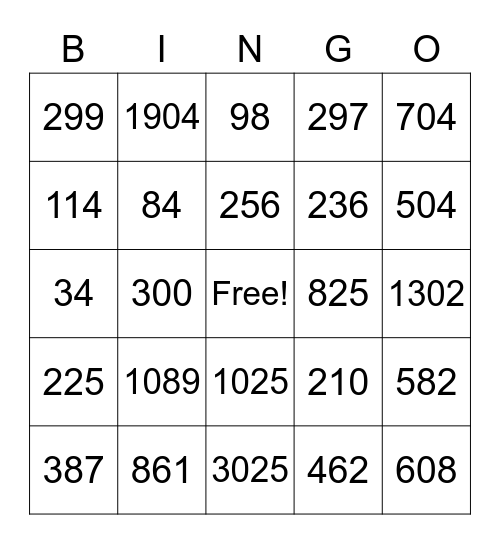 Multi-Digit Multiplication Bingo Card