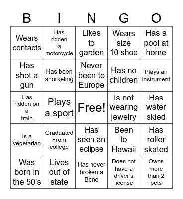 SORENSEN FAMILY Bingo Card