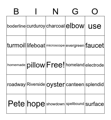 Vowel Sound Bingo Card