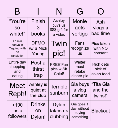 Asia Trip 2022 Edition! Bingo Card