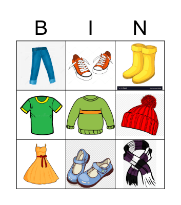 Clothes! Bingo Card