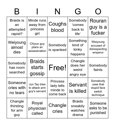 Updated Princess Weiyoung Bingo Card