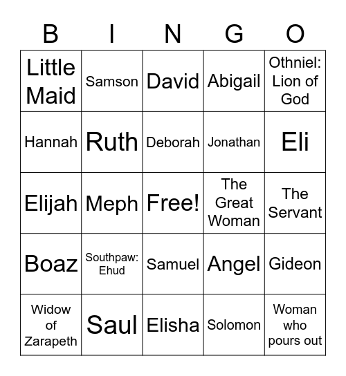 OLD TESTAMENT: SUMMER OF HEROES Bingo Card