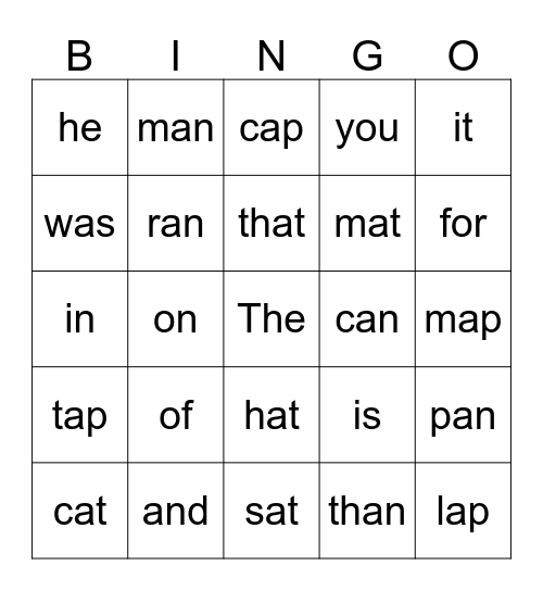 READING Bingo Card