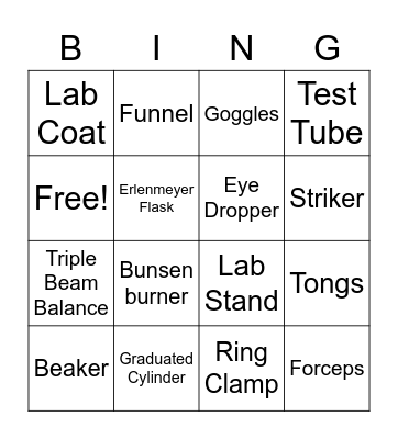 Lab Equipment Bingo Card