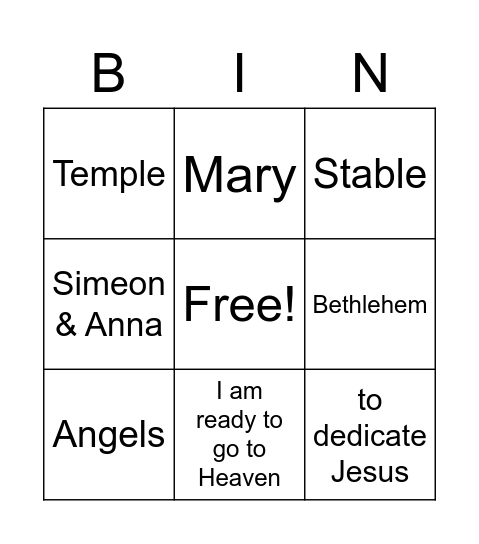 The Life of Jesus Bingo Card
