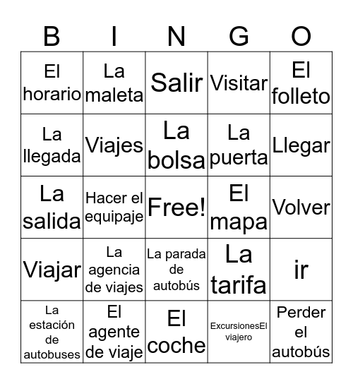 Spanish 2 Chapter 5 Bingo S Bingo Card