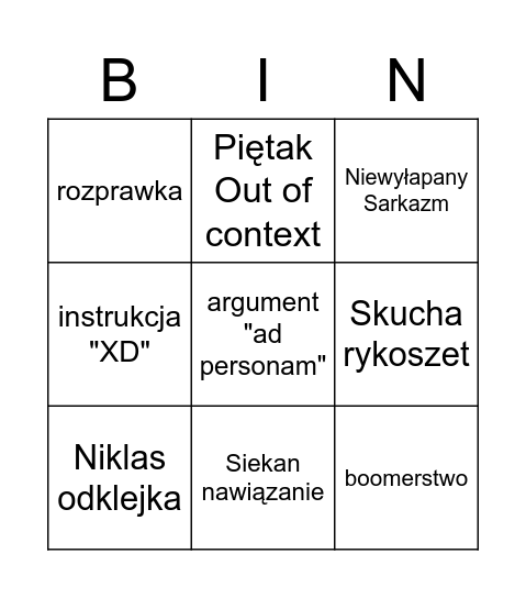 ŻF BINGO Card