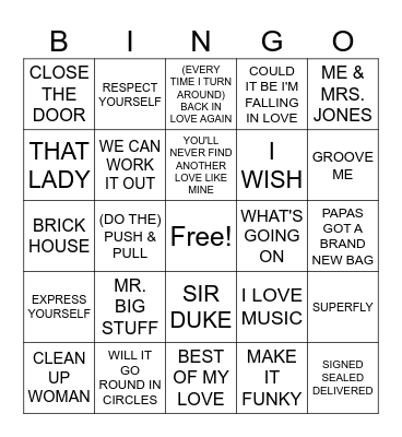1- 70'S SOUL Bingo Card