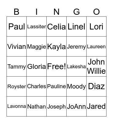 FAMILY REUNION BINGO Card