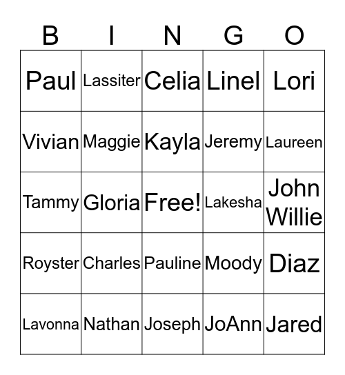 FAMILY REUNION BINGO Card